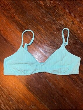 LIKE NEW SOLID&STRIPED The Rachel Mint Ribbed Retro Bralette Bikini Top